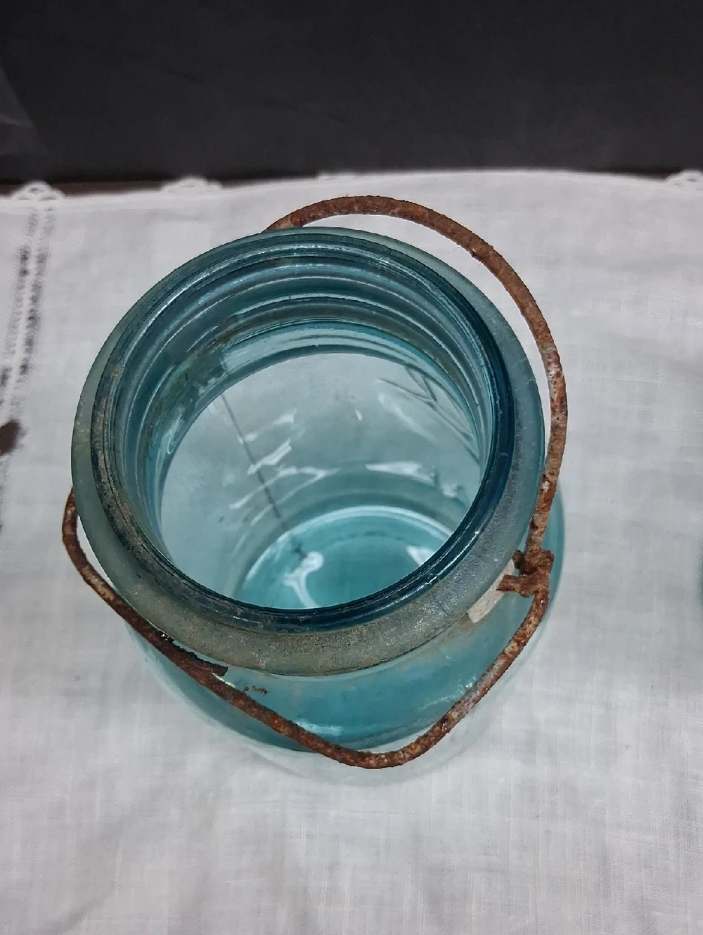 (A)Vintage‎ Ball Ideal aqua blue glass canning jars with wire bail closures(3)